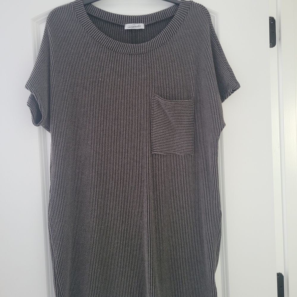 Striped Charcoal Mini Dress